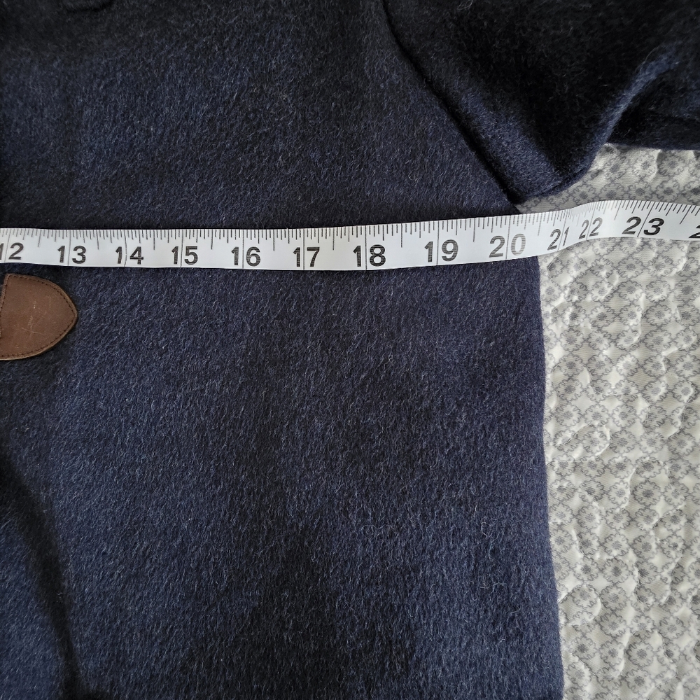 Vintage Lands End Navy Original Tiroler Loden Toggle Coat w/Hood Size M - Picture 9 of 16